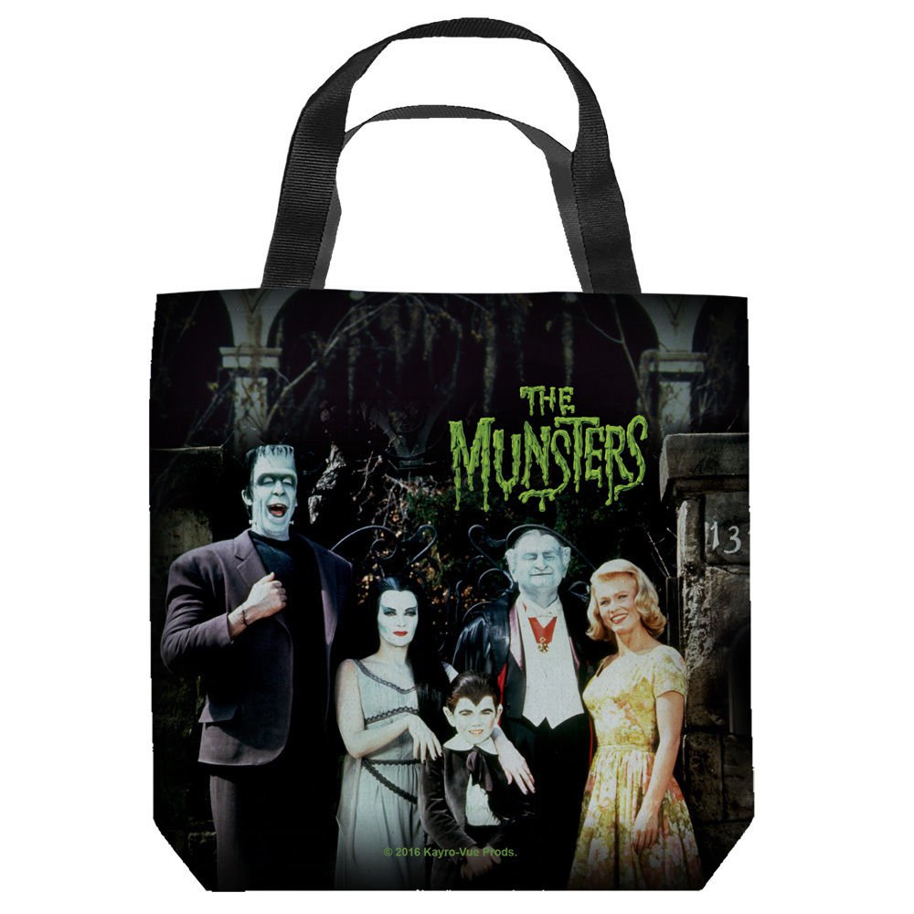 THE MUNSTERS THE FAMILY LICENSED LIGHTWEIGHT TOTE BAG 2 SIDED PRINT