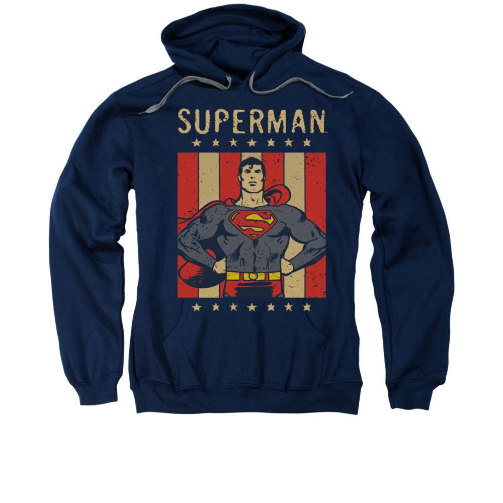 DC COMICS SUPERMAN RETRO LIBERTY Licensed Adult Hooded Sweatshirt ...