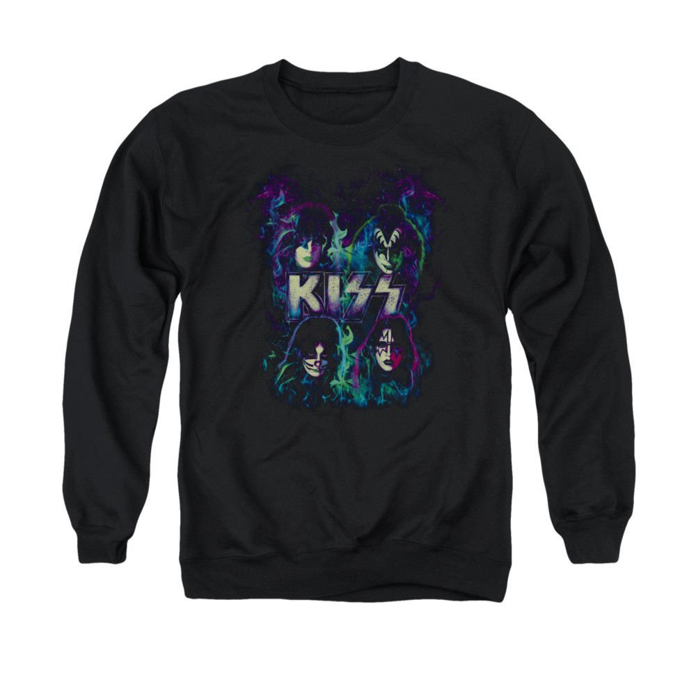 KISS COLORFUL FIRE Licensed Adult Pullover Crewneck Band Sweatshirt SM3XL