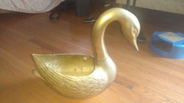 Vintage Solid Imperial Brass Large Swan Planter ~ Approx. 14" H by 17" Long ~...