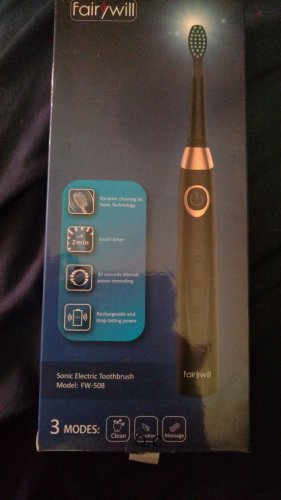 Fairywill Sonic Electric Toothbrush With 3 Replacement Heads Rechargeable NIB.