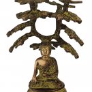Brass Green Meditation Buddha Under Tree Statue