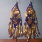 Gold with Blue Dangel Earrings
