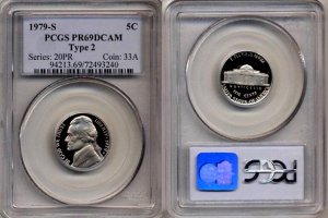 1979-S Type 2 Jefferson Nickel Certified PCGS PR69DCAM * FREE SHIPPING *