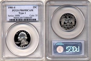 1981-S TYPE 1 Washington 25ct PCGS CERTIFIED PROOF 69 DEEP CAMEO * FREE SHIPPING *
