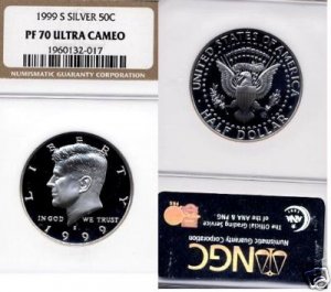 1999-S Proof SILVER Kennedy Half NGC PF 70 ULTRA CAMEO