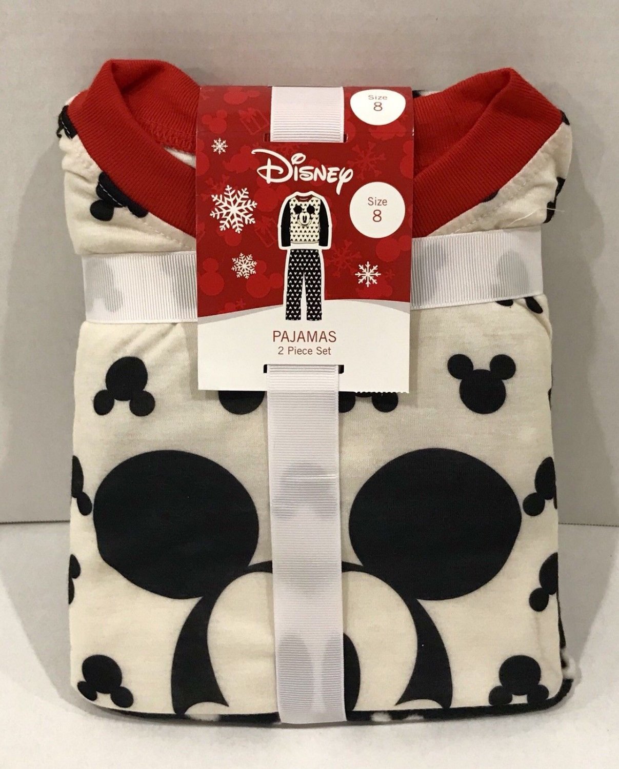 MICKEY MOUSE Disney Pajama PJ Kids 2 piece set Black White Size 8 10 NEW pants