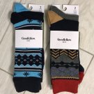 Lot of 2  Goodfellow & Co Crew Mens Dress Socks 4 Pairs Total Multicolored 7-12