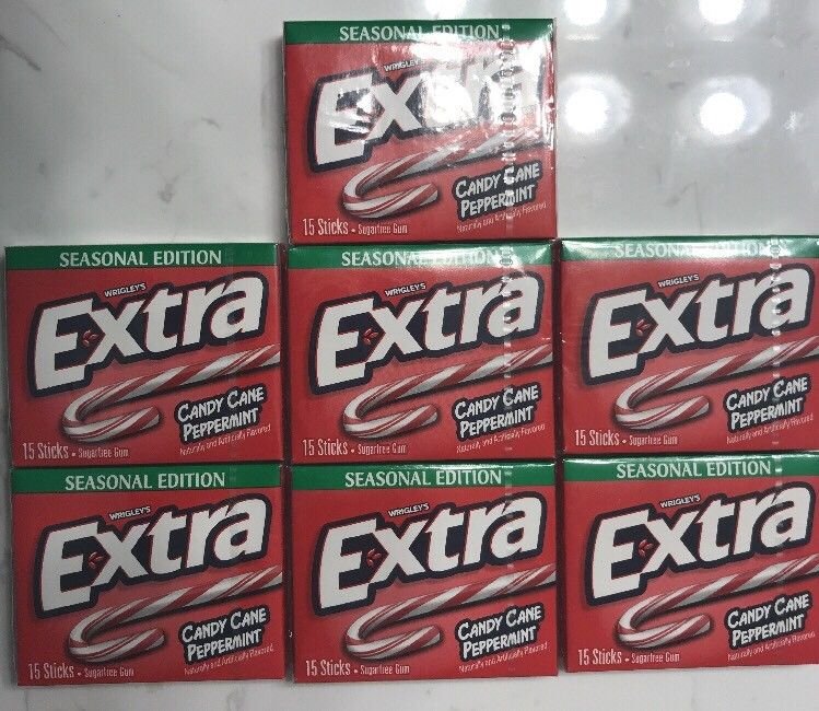 Extra Gum CANDY CANE PEPPERMINT 7 Packs Seasonal Edition Exp 7/2018 Holiday