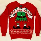 Ugly Sweater Womens Teen Red Merry Elfin Christmas Size XS Extra Small Bell NEW