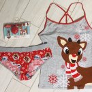 Rudolph Red Nosed Reindeer Holiday Womens Cami & Hipster Underwear Set Christmas