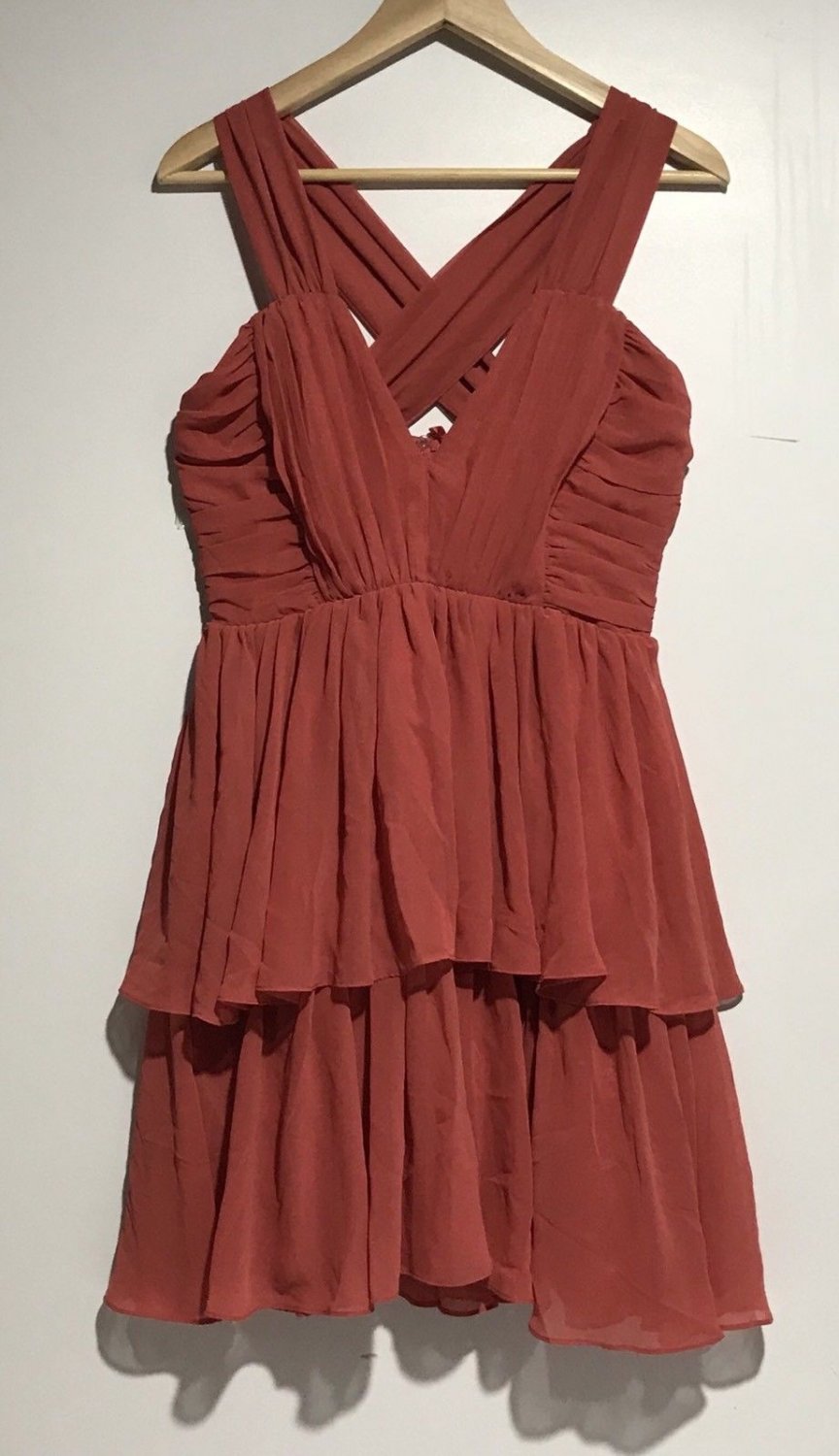 H&M Chiffon Pleat Bodice Layered Hem Party Dress Size 8 Wedding HM Prom