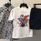 Surf Beach Design Boys 3-pc Summer Outfit Button Up Shorts Squid Octopus PS 6/7