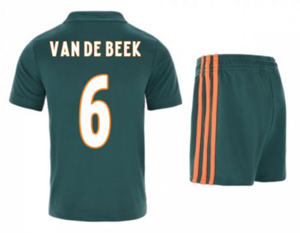 Donny VAN DE BEEK #6 Ajax Amsterdam Away Boys 2019-2020 Kids Soccer Jersey Kit