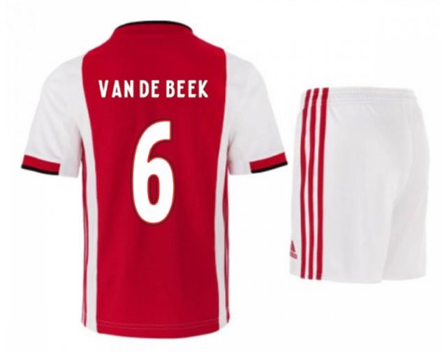 Donny VAN DE BEEK #6 Ajax Amsterdam Home Boys 2019-2020 Kids Soccer Jersey Kit