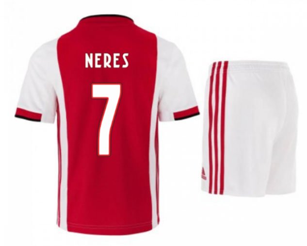 David NERES #7 Ajax Amsterdam Home Boys 2019-2020 Kids Soccer Jersey Kit