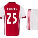 Kasper DOLBERG #25 Ajax Amsterdam Home Boys 2019-2020 Kids Soccer Jersey Kit