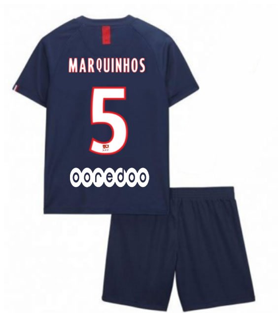 MARQUINHOS #5 PSG Paris Saint Germain Home Boys 2019-2020 Kids Soccer Jersey