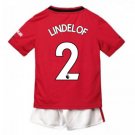 Victor LINDELOF #2 Manchester United Home Boys 2019-2020 Kids Soccer Jersey