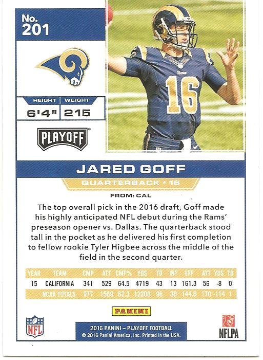 JARED GOFF ROOKIE CARD