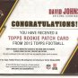 DAVID JOHNSON-ROOKIE CARD-JERSEY