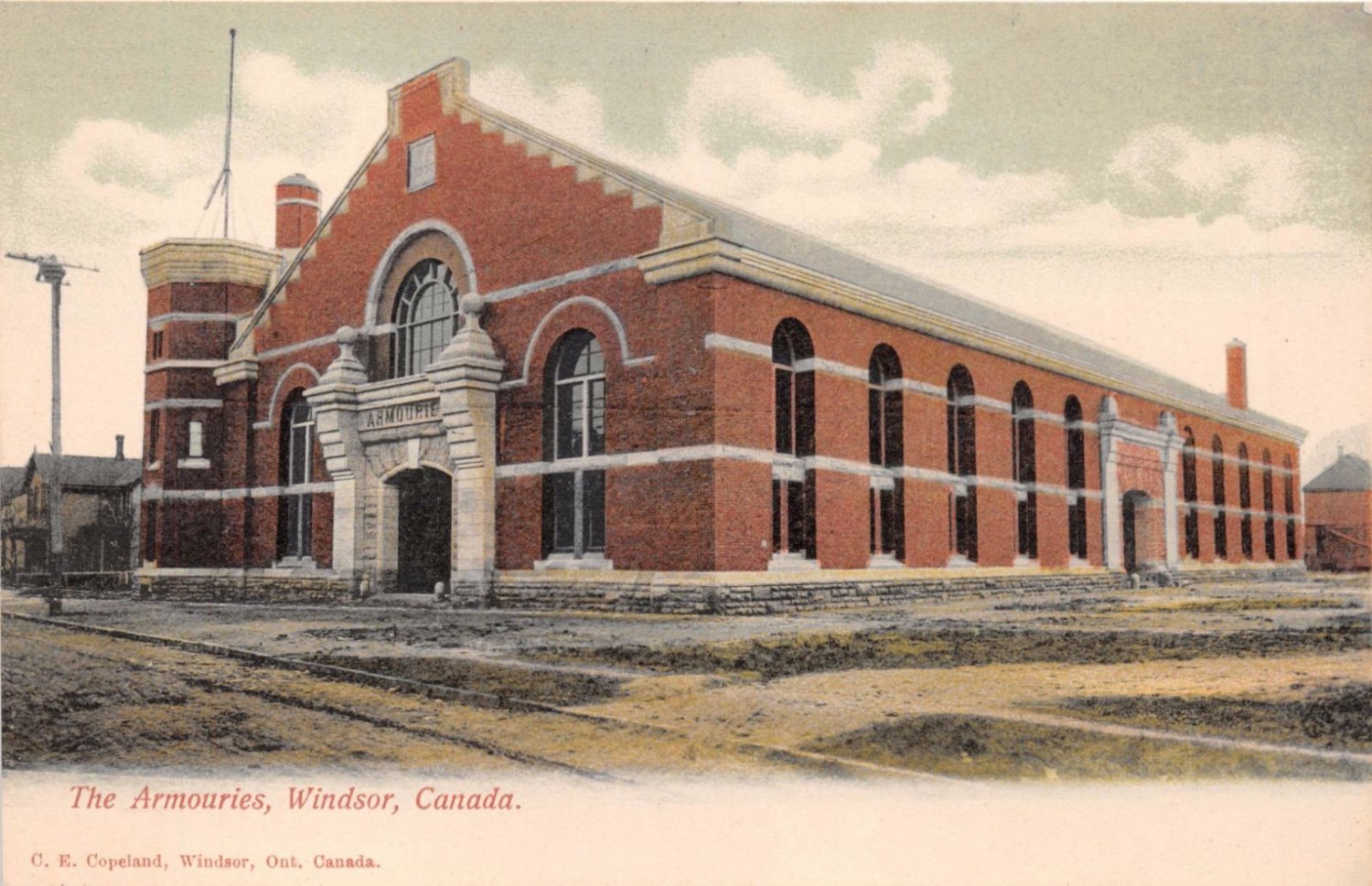 WINDSOR ONTARIO CANADA THE ARMOURIESARMORIESC E COPELAND PUBL POSTCARD