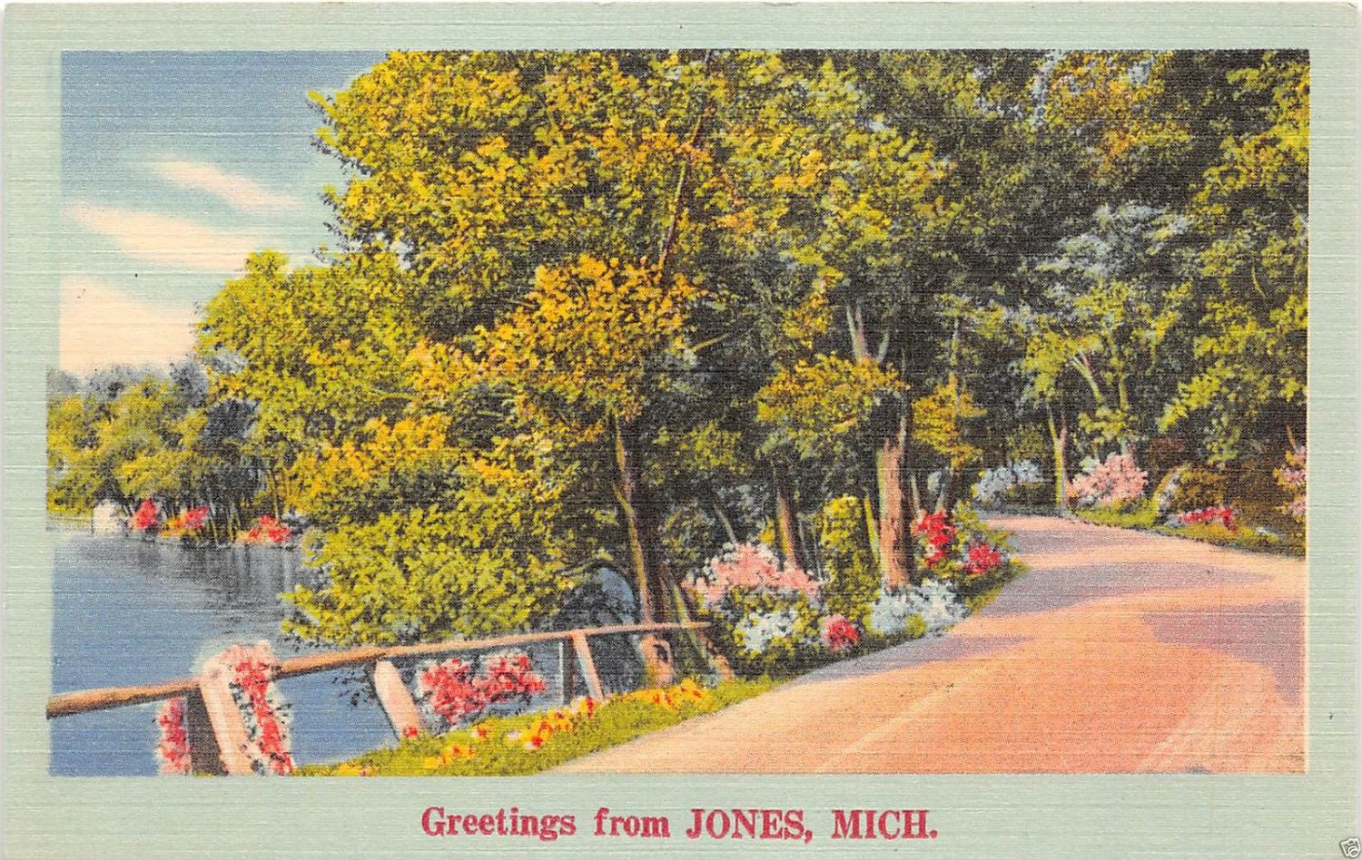 JONES MICHIGAN GREETINGS POSTCARD c1940s CASS COUNTY