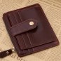Wallet Credit Card Case with ID Window Zipper Holder Purse Leather Debit Brown