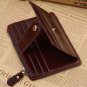 Wallet Credit Card Case with ID Window Zipper Holder Purse Leather Debit Brown