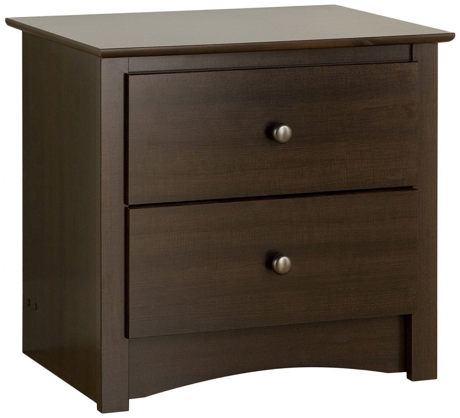 2 Drawer Nightstand Espresso Curved Edges Furniture Wood Assembly Fremont Bed