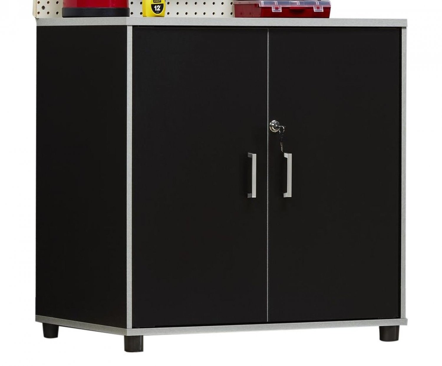 Ameriwood Home Cabinet Door Base Budget Durable 2 Shelves SystemBuild Black