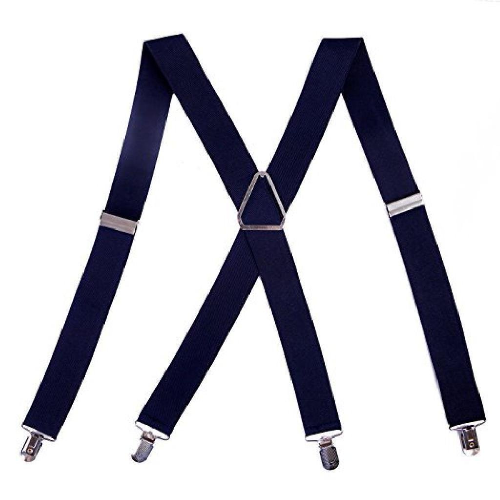 Suspender for Men Big and Tall X-Back Clip Suspenders Adjustable Navy Blue Fit