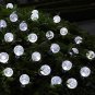 LED Globe Solar Lights White Crystal Ball String Light 21 Feet 30 Waterproof