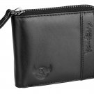 Men's Wallet Genuine Leather Bifold Zip-around Card Folders Pocket Credit Black