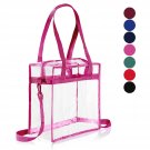 Transparent Tote Bag Clear Shoulder Purse Inside Outside Zipped Pocket Pink New