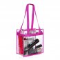 Transparent Tote Bag Clear Shoulder Purse Inside Outside Zipped Pocket Pink New