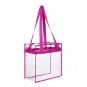 Transparent Tote Bag Clear Shoulder Purse Inside Outside Zipped Pocket Pink New