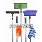 Mop and Broom Holder 5 Position With 6 Hooks Garage Store Holds Up to 11 Tools