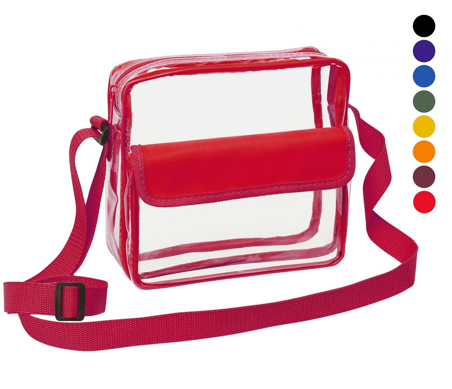 Transparent Shoulder Bag Clear Crossbody Adjustable Strap NFL Approved Red