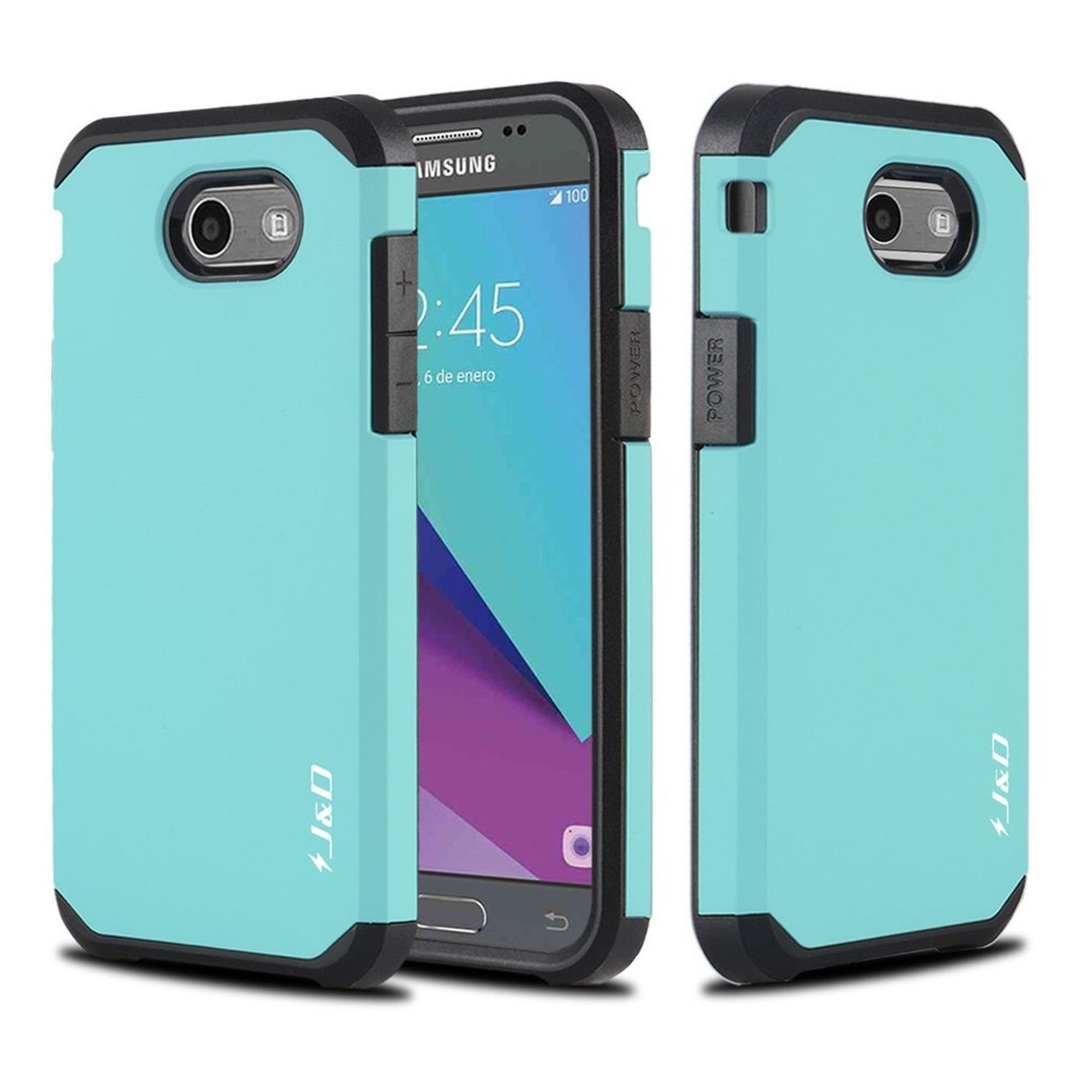 Galaxy J3 Emerge Case Phone Case Shock Proof Protective Prime Blue Mint Color