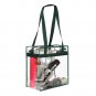 Transparent Tote Bag Clear Shoulder Purse Inside Outside Zipped Pocket Green New