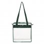 Transparent Tote Bag Clear Shoulder Purse Inside Outside Zipped Pocket Green New