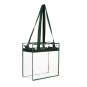 Transparent Tote Bag Clear Shoulder Purse Inside Outside Zipped Pocket Green New