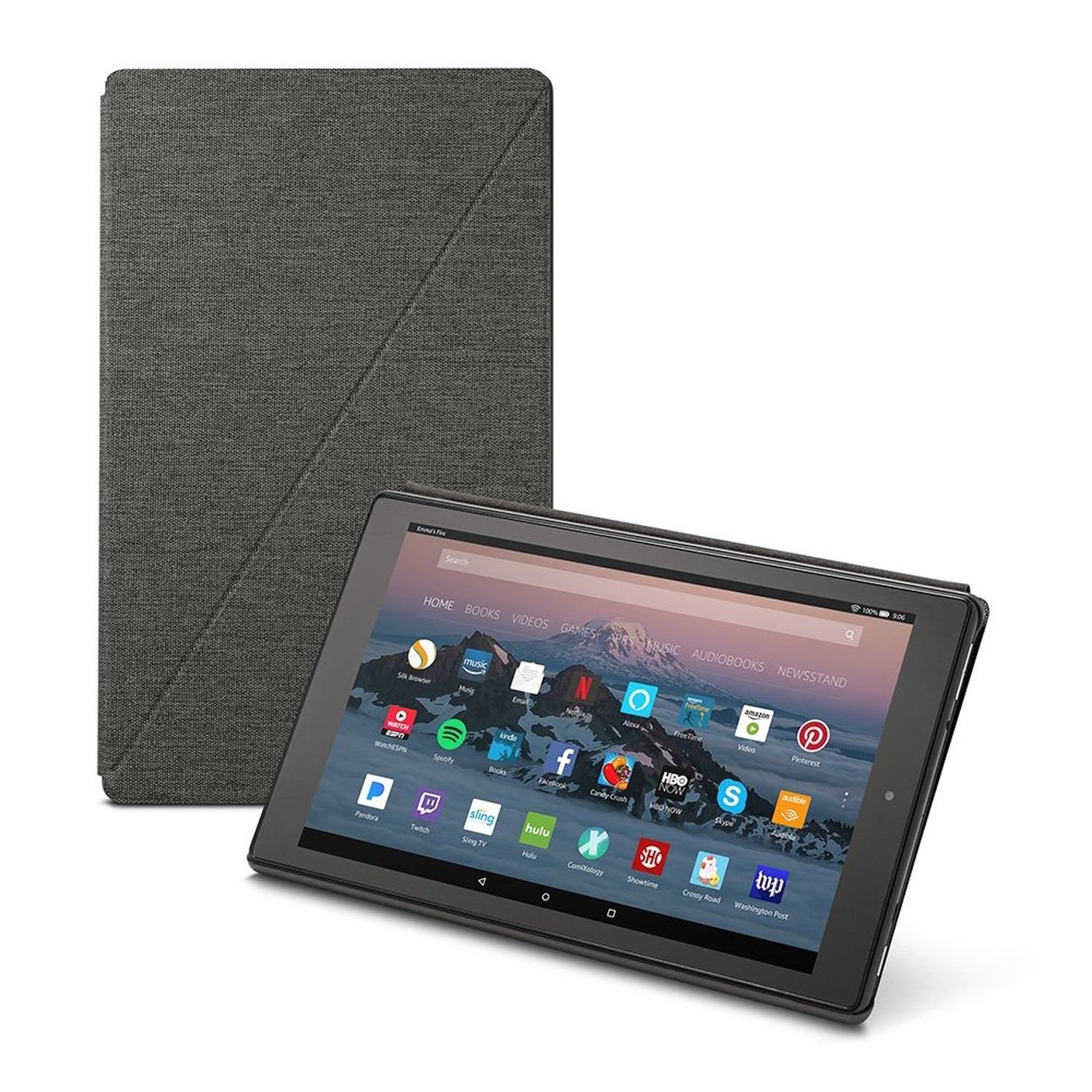 Fire HD 10 Tablet Case Charcoal Black Slim Design Closure