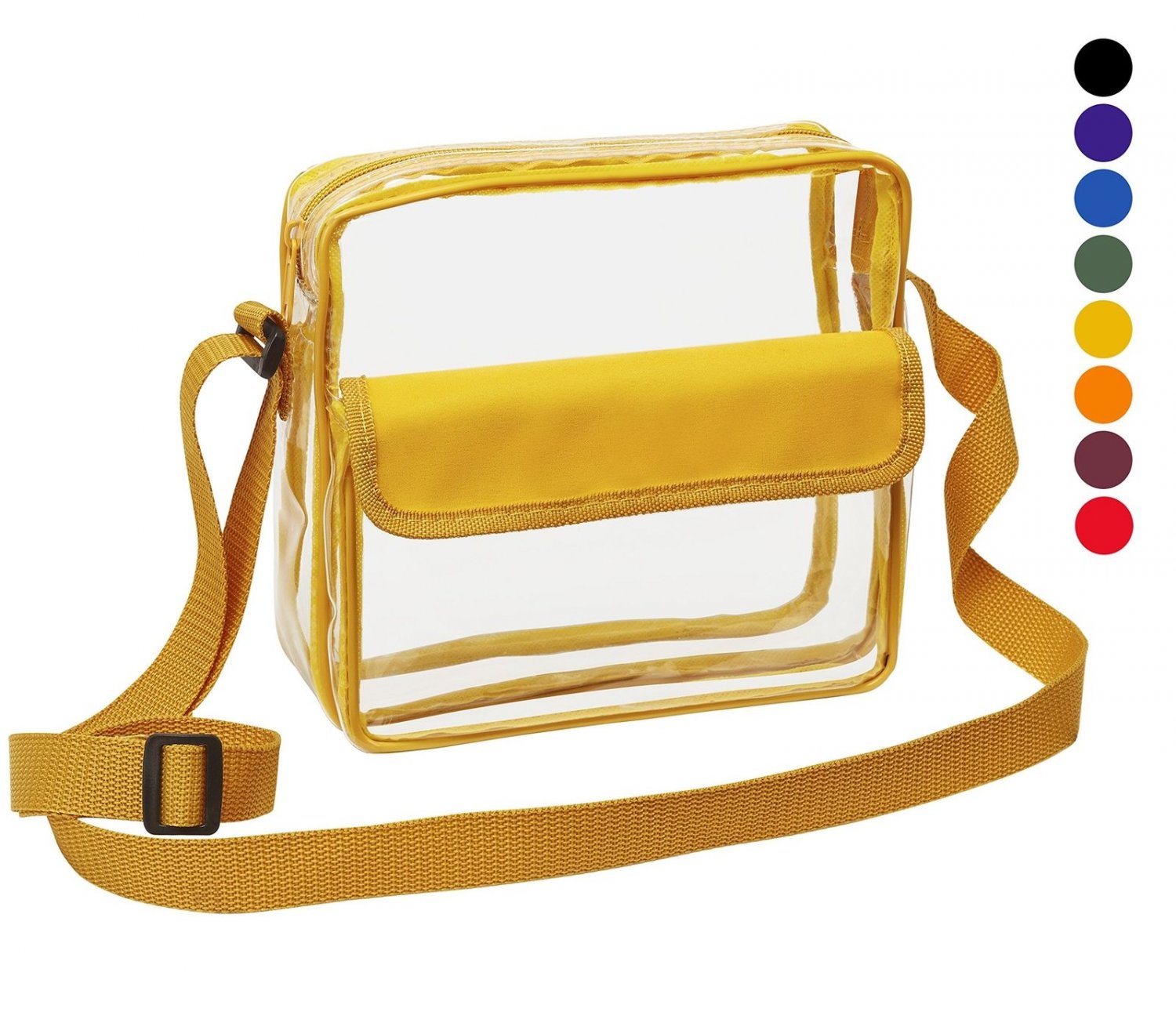 Transparent Shoulder Bag Clear Crossbody Adjustable Strap NFL Approved Yellow