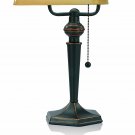 Desk Lamp With Amber Glass Shade Bankers Desk Traditional Style 15 Inch Metal