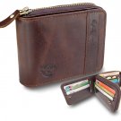 Wallet for Men Genuine Leather Waterproof Zip-around Wallet Brown Color Daily Us