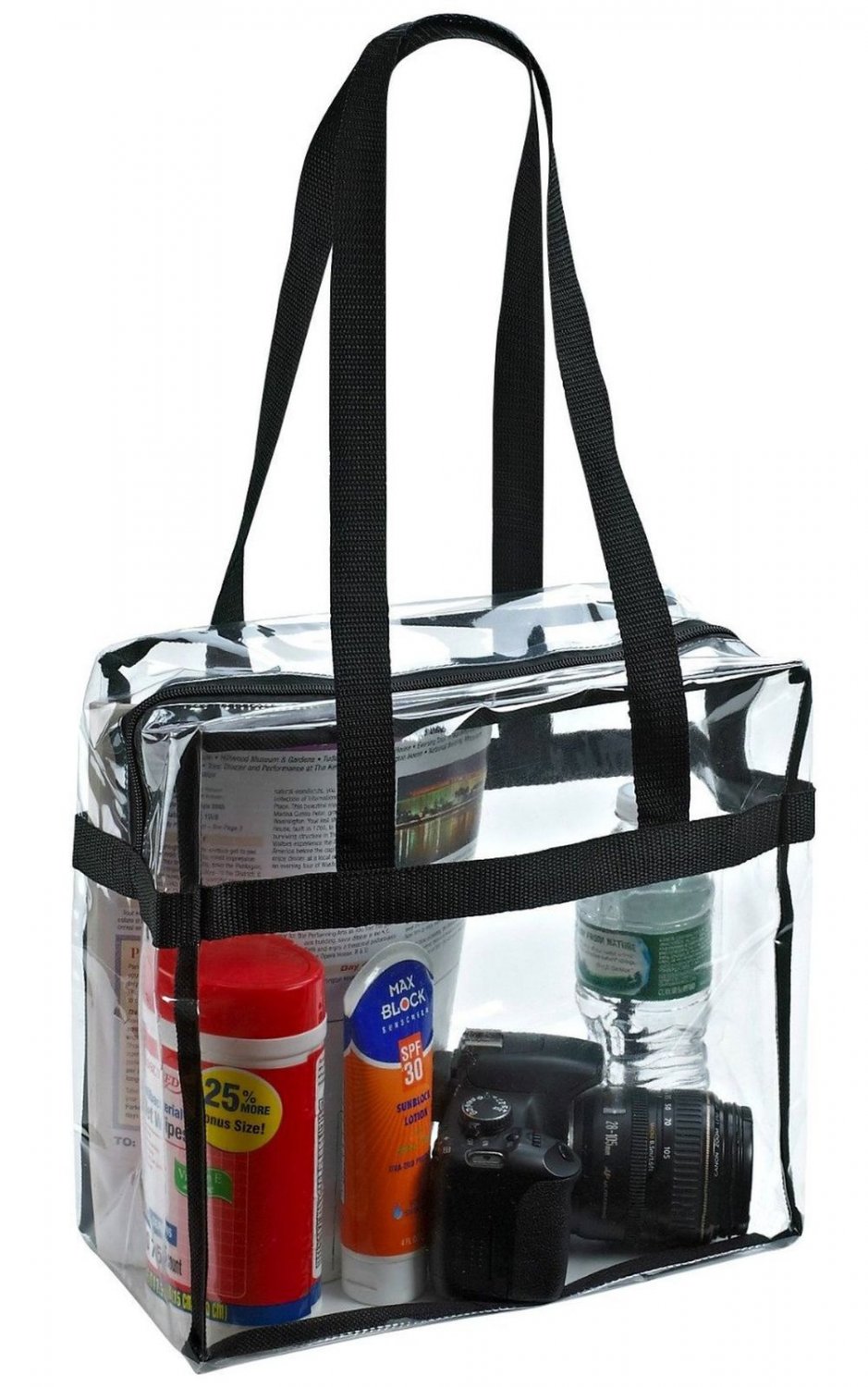 Clear Tote Bag NFL Stadium Approved - 12" X 12" X 6" - Shoulder straps and zi...