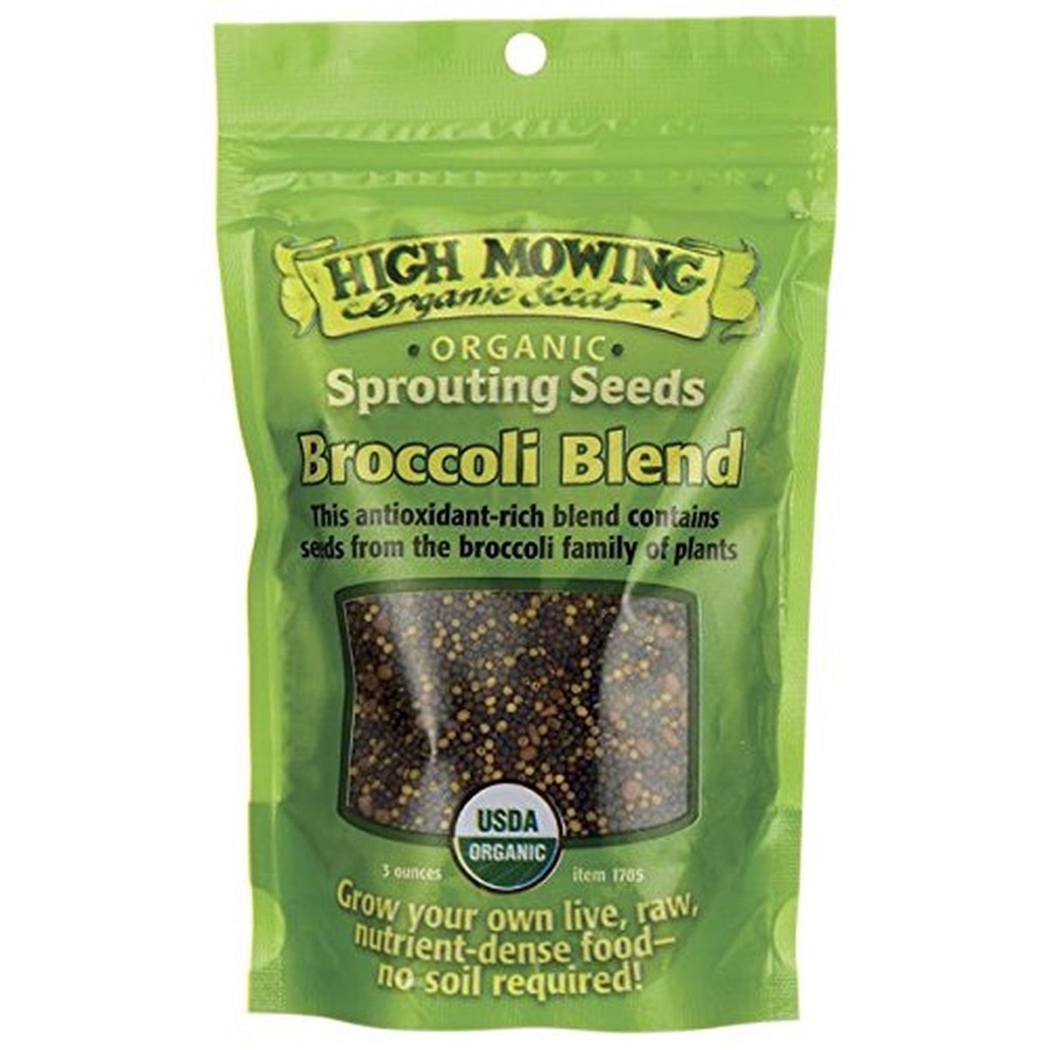 High Mowing Organic Sprouting Seeds Broccoli Blend 3 oz Anti-Oxidant for Plants