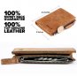Leather Wallet Trifold for Men Credit Card Protector Vintage Brown 8 Card Slots